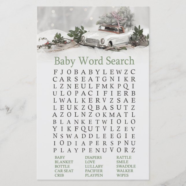 Klubbskorgen Baby Shower Ord Search Game (Framsida)