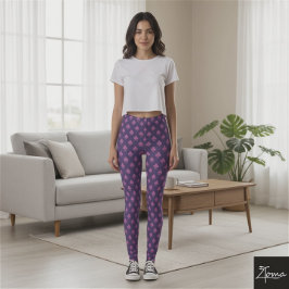 Klubbsymbolmönster rosa = lila leggings