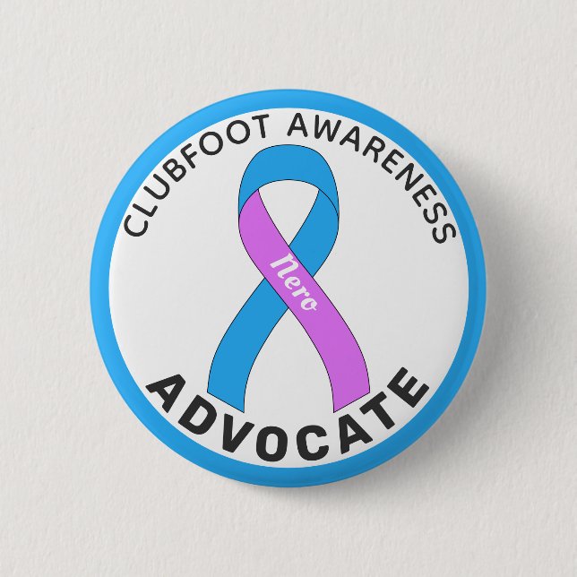 Klubfoot Awareness Advocate Ribbon White Button Knapp (Framsida)
