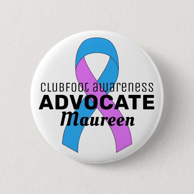 Klubfoot Awareness Advocate Ribbon White Button Knapp (Framsida)