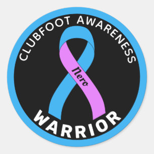 Klubfoot Awareness Warrior Ribbon Black Classic Runt Klistermärke