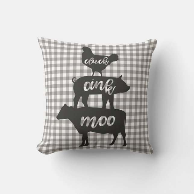 Kluck Nöff Mu Kyckling Ko Gris Gårdshus Plaid Kudde (Framsida)