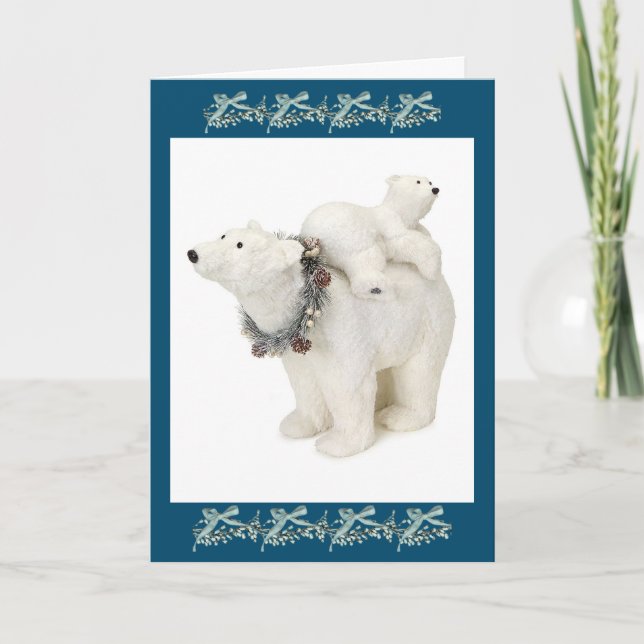 Klucka Polar Bear Mamma och Unge julkort Helgdag Helgkort (Framsida)