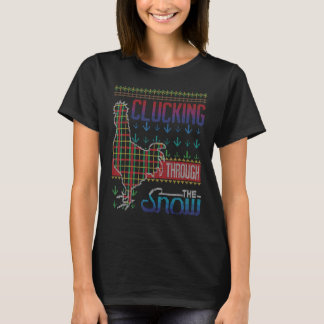 Kluckar Genom Snön Chicken Fågel Kysslig Julsvett T Shirt