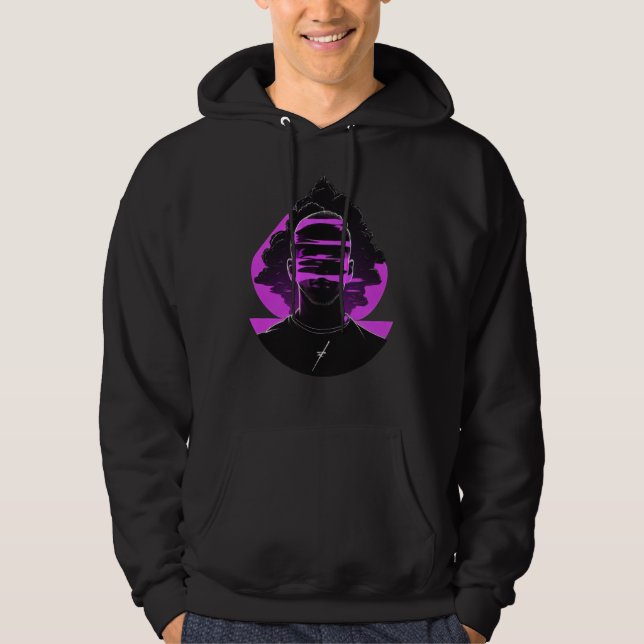 Klummad vektorkonst för Mörk Hoodie (Framsida)