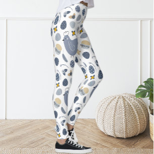 Klumpor av färglös Roligt Blommigt från kyckling Leggings
