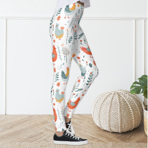 Klumpor av färglös Roligt Blommigt från kyckling Leggings