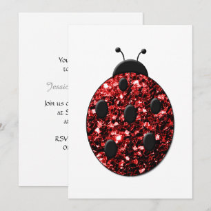 Klungande röda gnistor Ladybug Personalize Inbjudningar