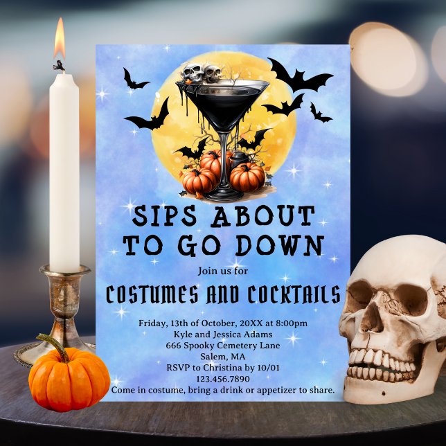 Klunkar Neråt Martini  Halloweenfest Inbjudningar (Skapare uppladdad)