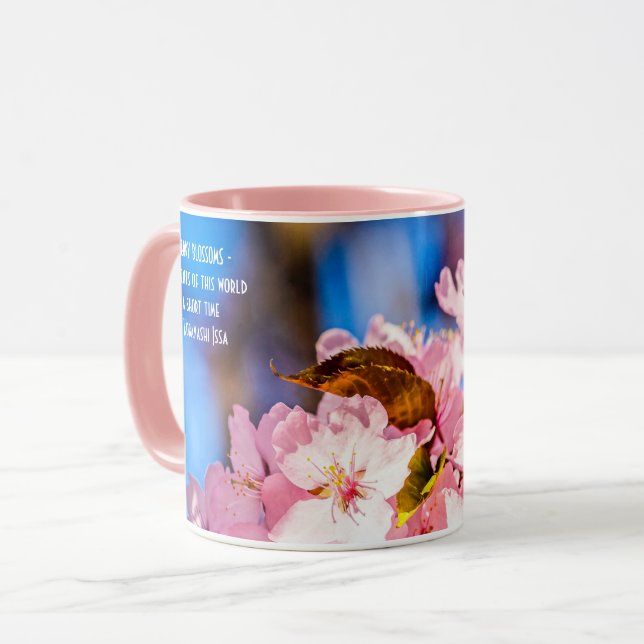 Kluster av Blommar för Rosa Cherry, Blå himmel Mugg (Framsida vänster)
