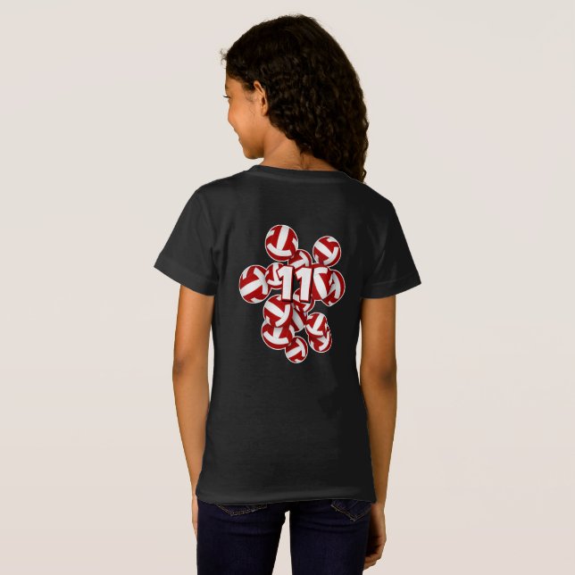 kluster av röda volleybollar anpassningsbar idrott t shirt (Hel baksida)