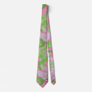 kluster av söt rosa blommor och blad blommigt slips