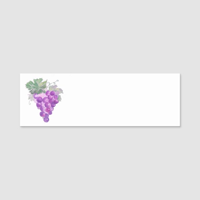 Kluster av vattenfärgsgrafik i Lila Grape Namnbricka (Framsida)