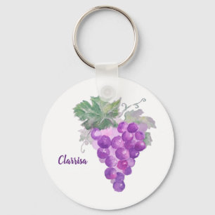 Kluster av vattenfärgsgrafik i Lila Grape Nyckelring