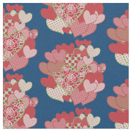Kluster för Hearts och Röd ros Anpassningsbar Fabr Tyg