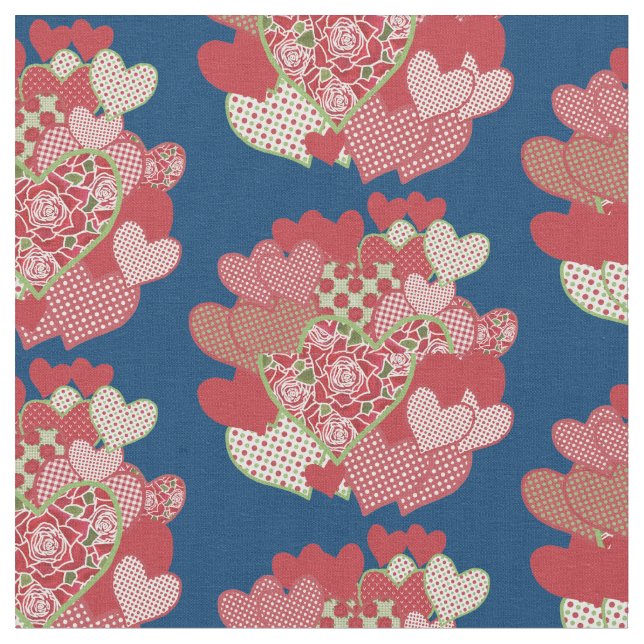 Kluster för Hearts och Röd ros Anpassningsbar Fabr Tyg (Närbild)