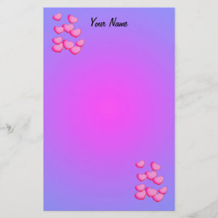 Kluster för Söt Rosa Hearts Vibrant Rosa Lila Brevpapper