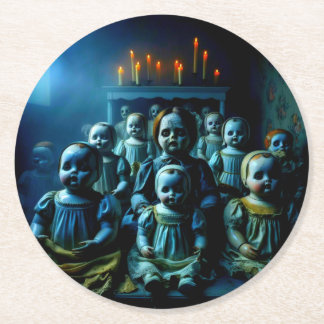 Klustret av Creepy Haunted Dolls! Underlägg Papper Rund