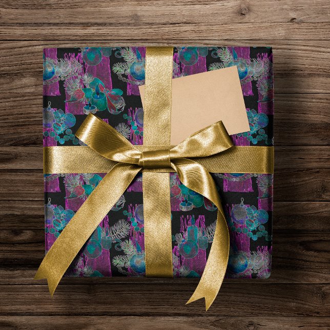 Klustret Black Light Neon Glow Julafton Candle Presentpapper (Skapare uppladdad)