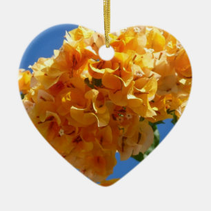 Klustret Golden Bougainvillea Blommigt Julgransprydnad Keramik