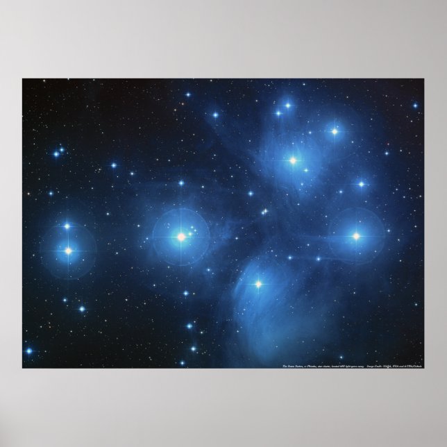 Klustret Pleiades Star Poster (Framsidan)