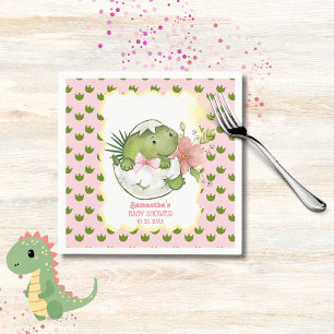 Kluven Dino med båge & blomma Festsservetter Pappersservett