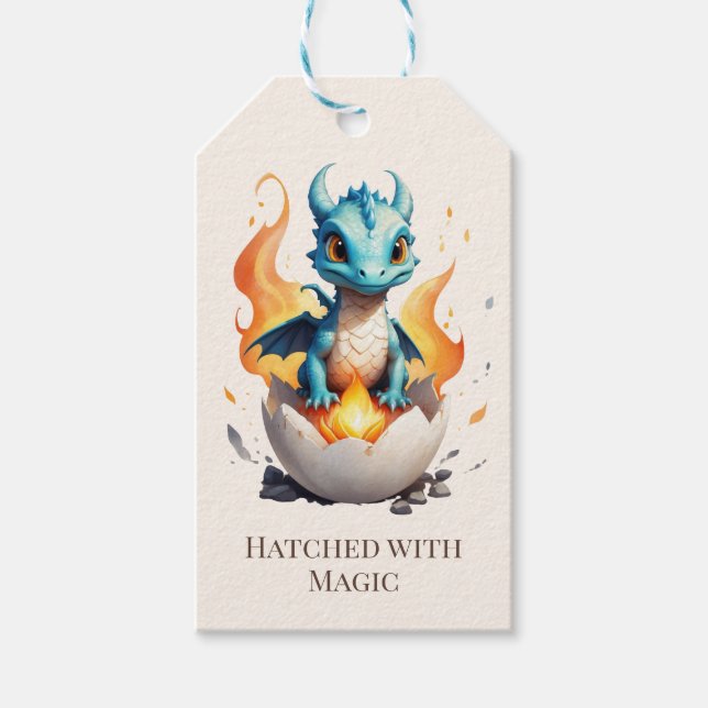 Kluvis med magisk baby drakon presentetikett (Framsidan)