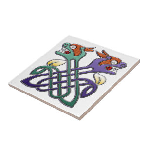Kluvna huvud för Celtic design Kakelplatta