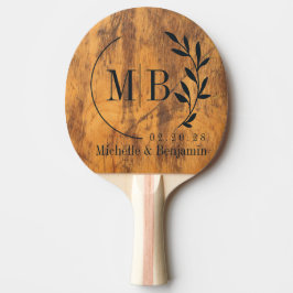 Klyvblock Blad Bröllopsmonogram Pingisracket