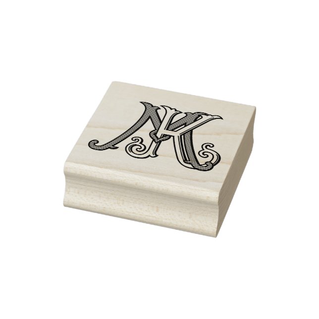 KM Initialer MK Monogram Gummi Bläck Stämpel Bröll (Stämpel)