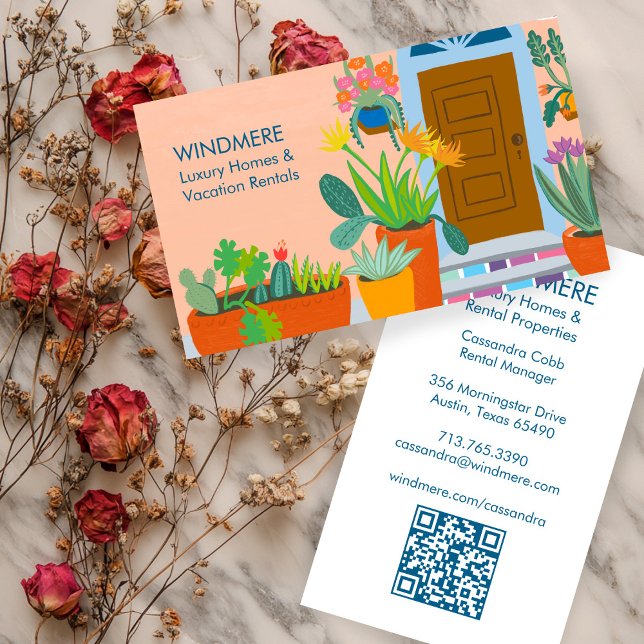 KN-kod för förångningshyrning Rental Realtor Gods  Visitkort (Vacation Rental Real Estate Agent Realtor QR Code Business Card
)