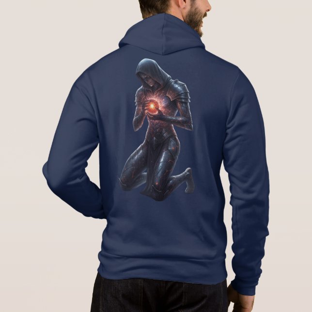 Knäböj inför glöden: Neo-Gotisk Sci-Fi Dragkedja T Shirt (Baksida)