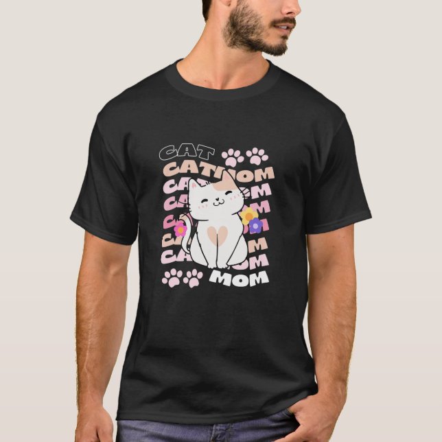 Knäck Mamma Groovy Text Cute Kitten Heart T Shirt (Framsida)