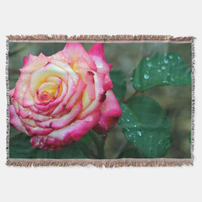 Knacka Blanket/Rosa ros med morgonduva Filt (Framsidan)