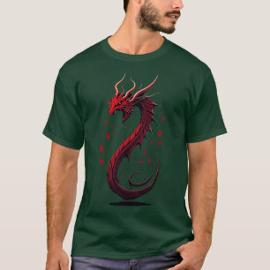 Knacka drakonvektor Art Monochromatisk röd frontFa T Shirt