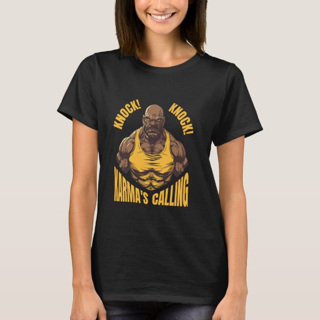 Knacka knack! Karmas uppringning - Muscular Man De T Shirt (Framsida)