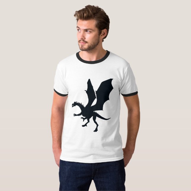 Knacka magin: Dragon Silhouette Fantasy T Shirt (Hel framsida)