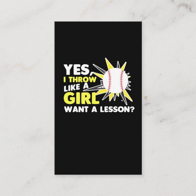 Knacka som en tjej Baseball Player-mjukvarupitkare Visitkort (Framsida)