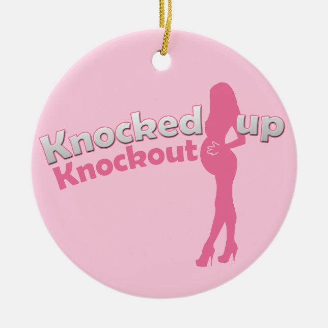 Knackas upp knockout- baby shower Mamma-till- Julgransprydnad Keramik (Framsidan)