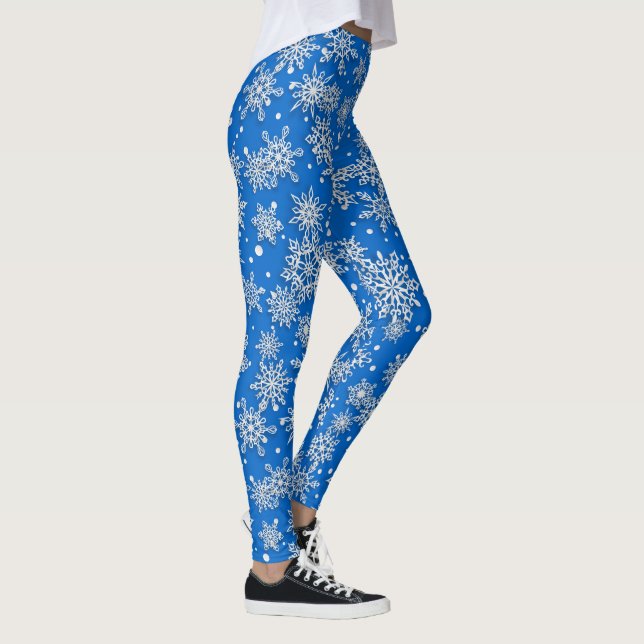 Knäckblåvit snöflinga mönster  leggings (Höger)