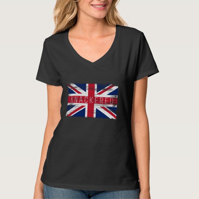 Knackered Funny British Slang Pride UK Flagga Engl T Shirt (Framsida)