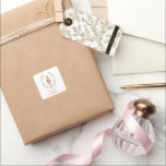 Knäckervattenfärg botanisk söt jul fyrkantigt klistermärke<br><div class="desc">Vattenfärgad botanisk söt juldekal av helgdag</div>