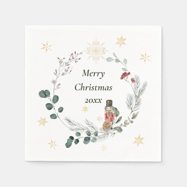 Knäckervattenfärg botanisk söt jul pappersservett (Framsidan)