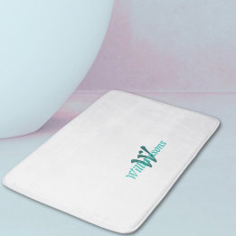 Knackig vit tealmonogramnamn badrumsmatta
