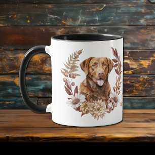 Knäckning i Chesapeake Bay Retriever Hund Höstårsi Mugg