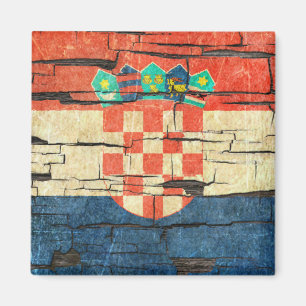Knäckt kroatisk flaggaskalning målar verkställe magnet