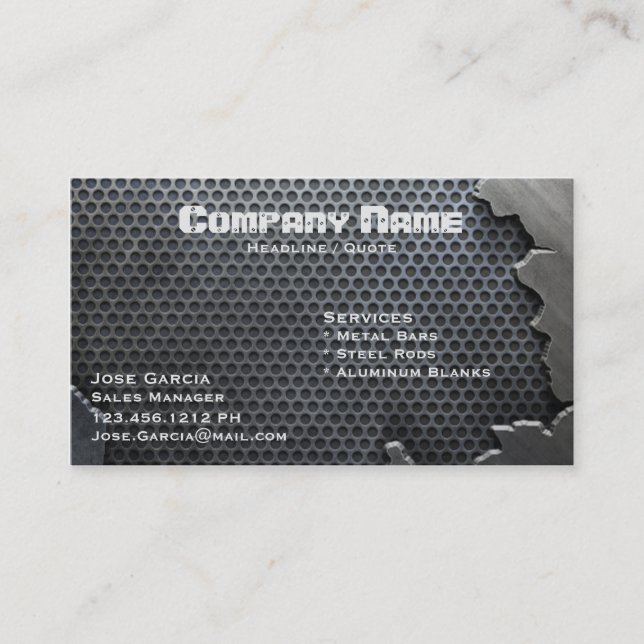 Knäckt metall visitkort (Framsida)