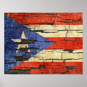 Knäckt Puerto Rican flaggaskalning målar Poster