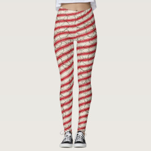 Knäckt röd randig candy cane leggings