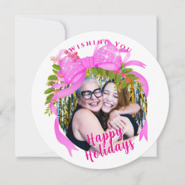 Knådkort för platt Helgdag på Rosa Ribbon jul Julkort